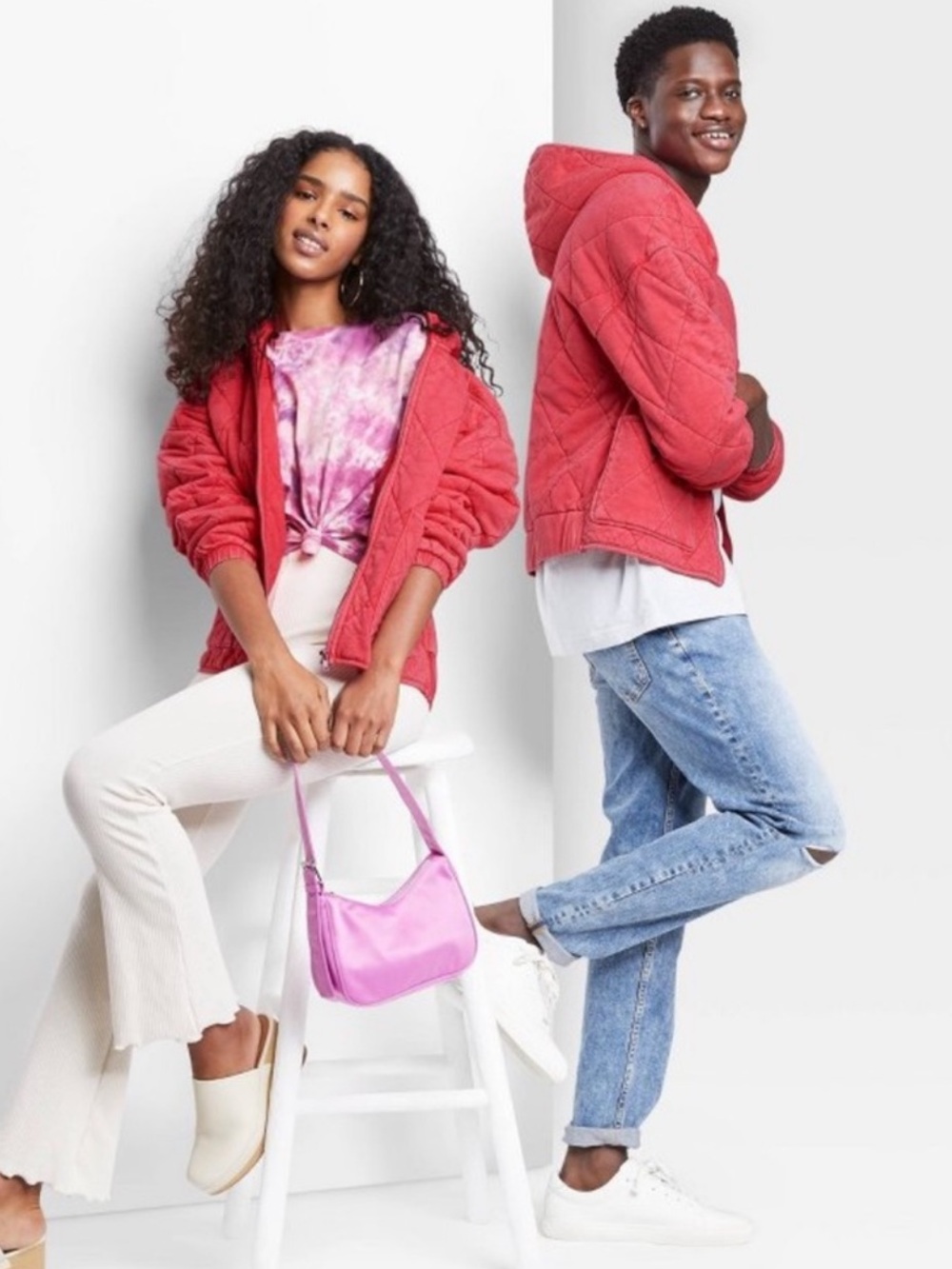 wild fable Coral Pink Hooded Quilted Jacket Wild Fable Unisex Pink Size XL